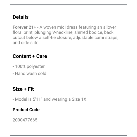 NWT FOREVER 21 PLUS DRESS 2X - Picture 4 of 7